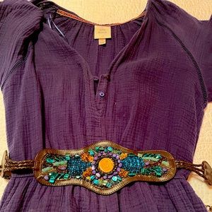 Vintage Bead & Gem Encrusted Wide Belt with Chain & Clasp